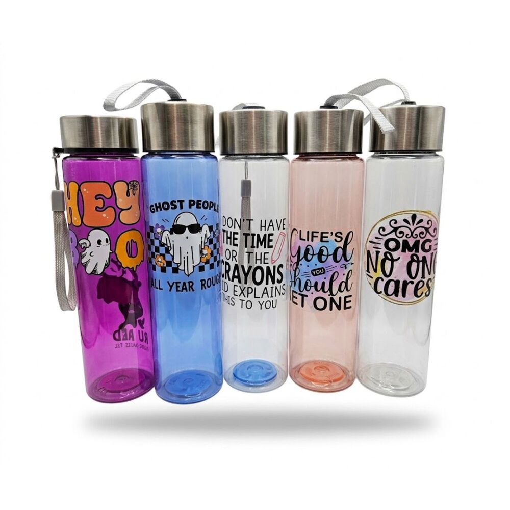 Handmade Decal Water Bottle Lot Set of 5 Halloween & Sassy Quotes 18oz